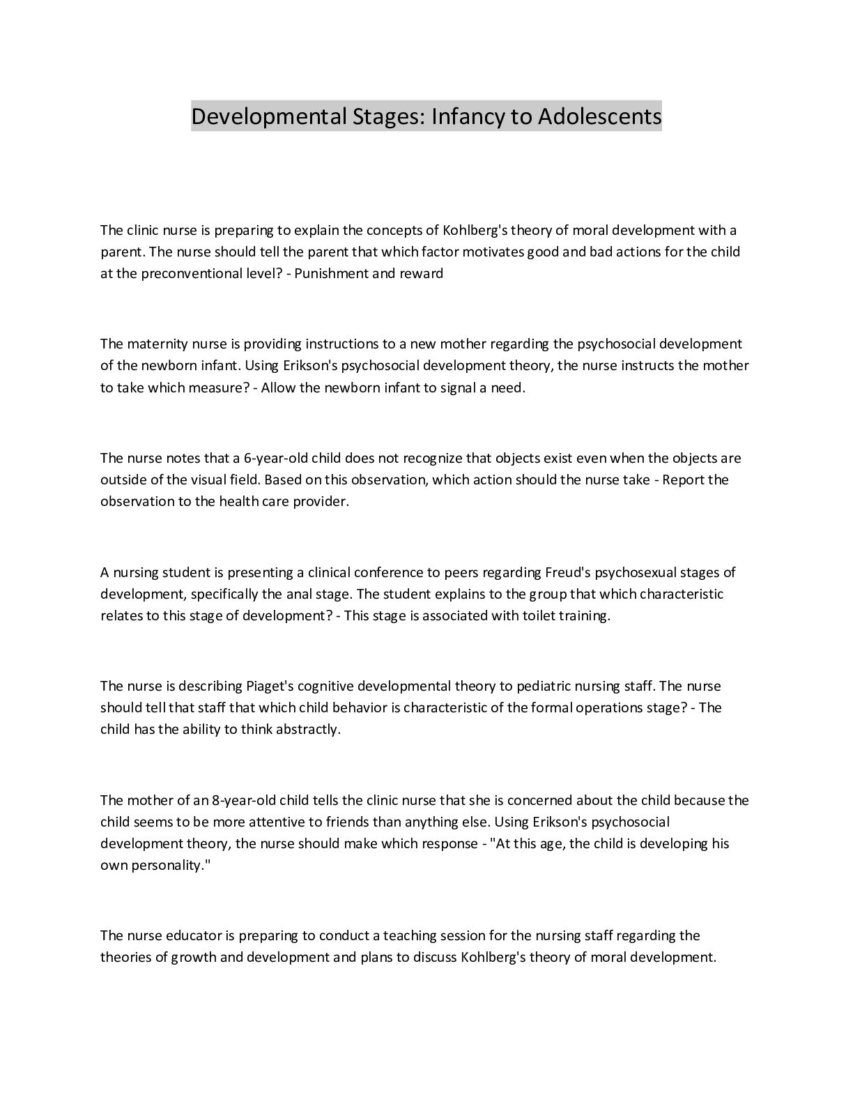 Preview image for Developmental Stages: Infancy to Adolescents